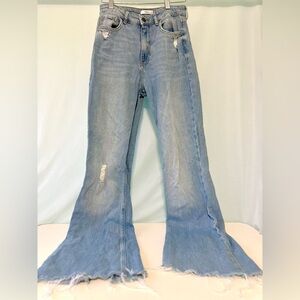 Women's Blue Flared Jeans Forever 21 Premium Western Distressed
